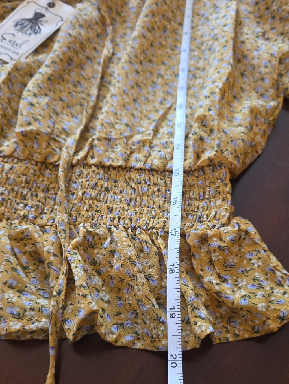 Easel Yellow Floral Ruffle Top - Picture 10 of 14